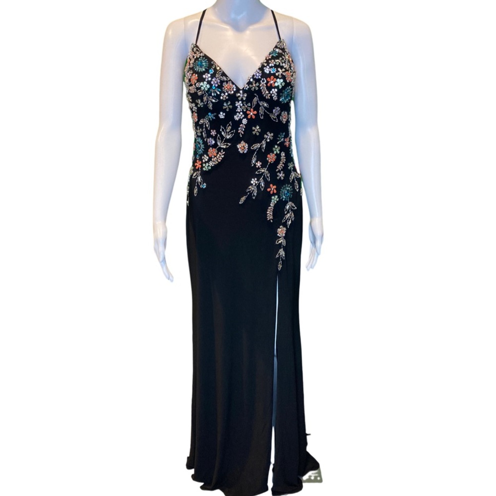 NWT Mac Duggal 42006 Multi Color Beaded Floral Cami Gown - Sz 8 - Picture 3 of 9